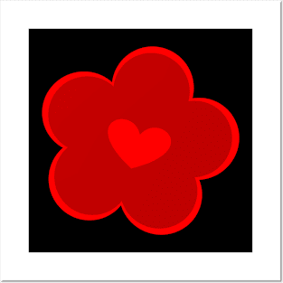 Red heart flower Posters and Art